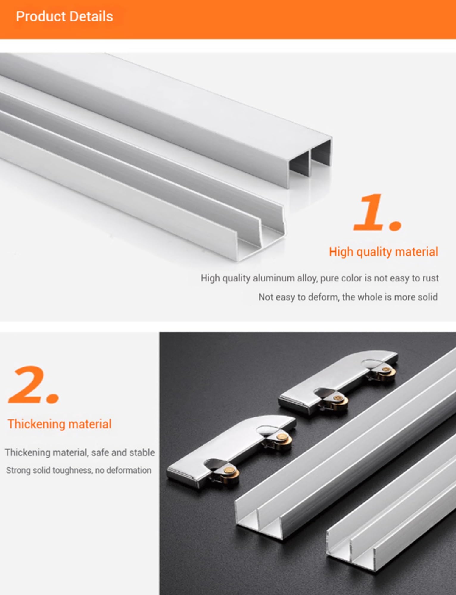 System prowadnic do szklanych drzwi przesuwnych, Prowadnica drzwi przesuwnych z podwójnym rowkiem 3-5 mm Szkło Drewno Aluminium Łożyska ze stali nierdzewnej 50-180 cm(90cm)