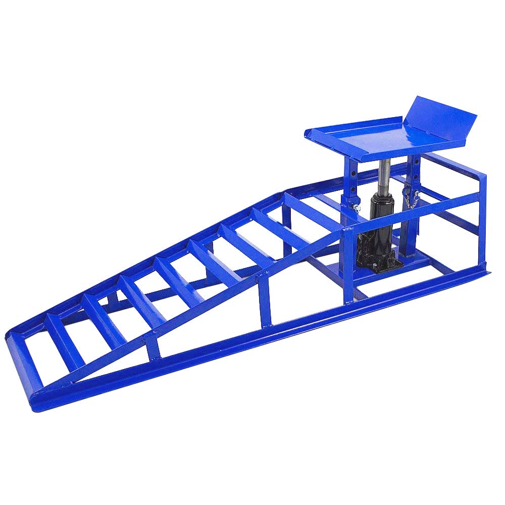 MCTECH Metal Vehicle Car Ramps With 2 Ton Hydraulic Jack Lift Car