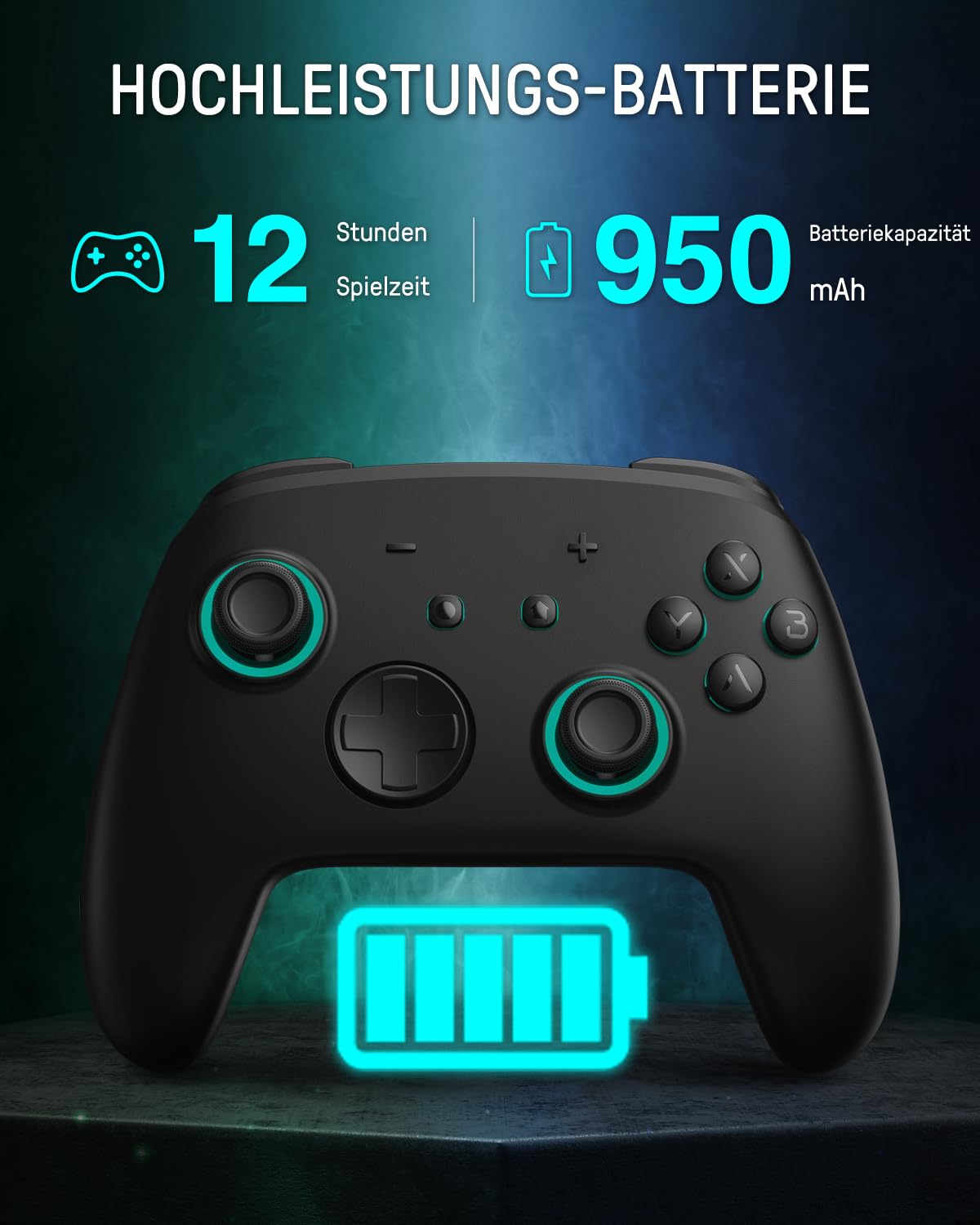 PALPOW Switch 2 Pro Controller für Switch/OLED/Lite,Switch 1 Controller joycon Wireless Firefly Joystick mit Hall Effect Sticks/NFC/7 Farbwechselnde RGB Beleuchtung/Turbo/Makro– Original Schwarz