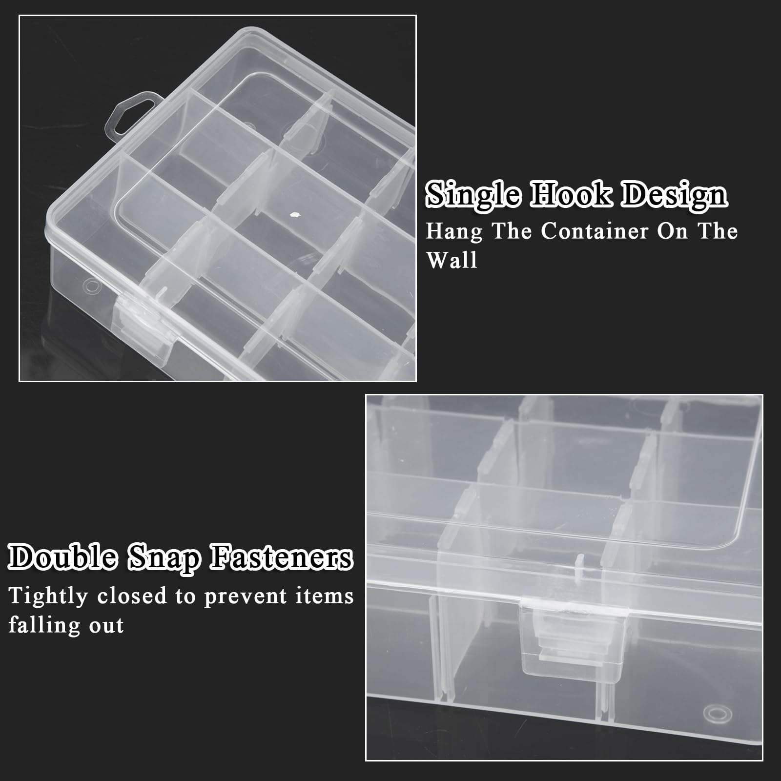 Confezione da 10 scatole organizer per attrezzature, 18 scomparti in plastica con divisorio, contenitori per perline, artigianato, gioielli, placcaggi, 23 x 11,6 x 4,6 cm