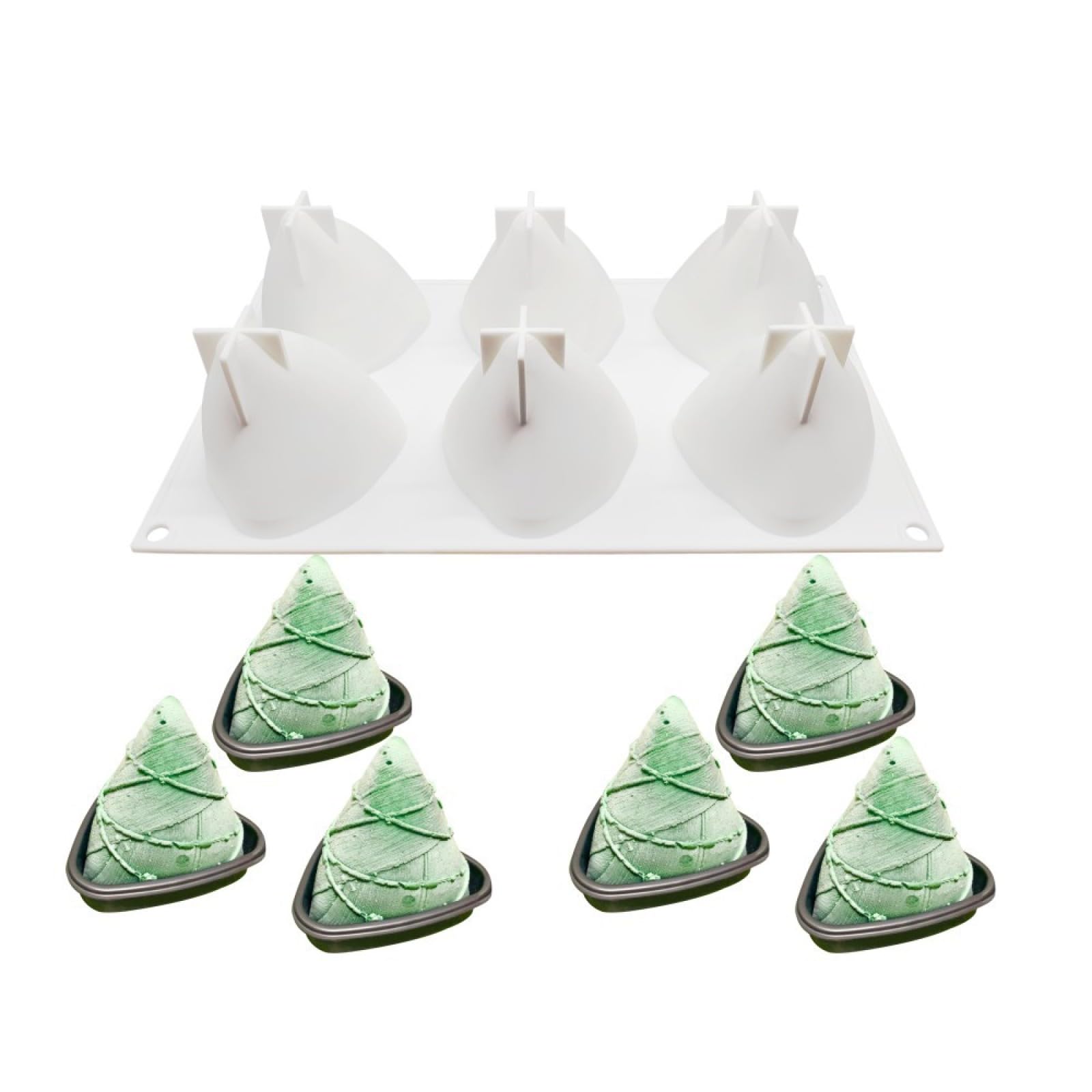 Moldes Tartas Silicona 2 Piezas De 6 Albóndigas De Arroz Moldes Para Pasteles Helado De Gelatina De Bricolaje Moldes De Silicona Para Hornear, Blanco