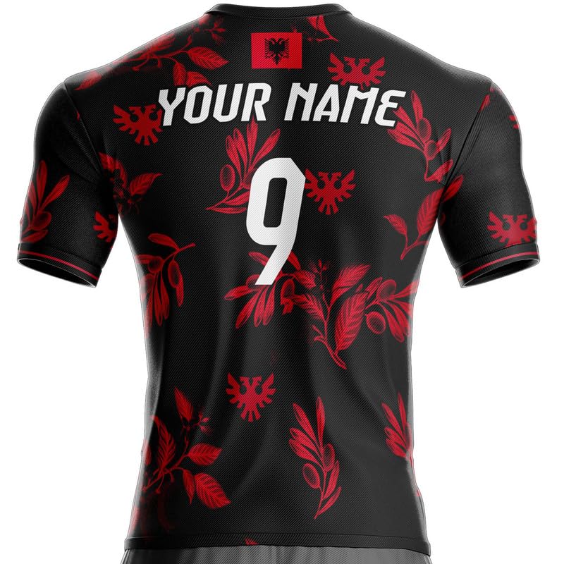 Maillot Albanie AB-355 Football avec drapeau albanien rouge pour supporter