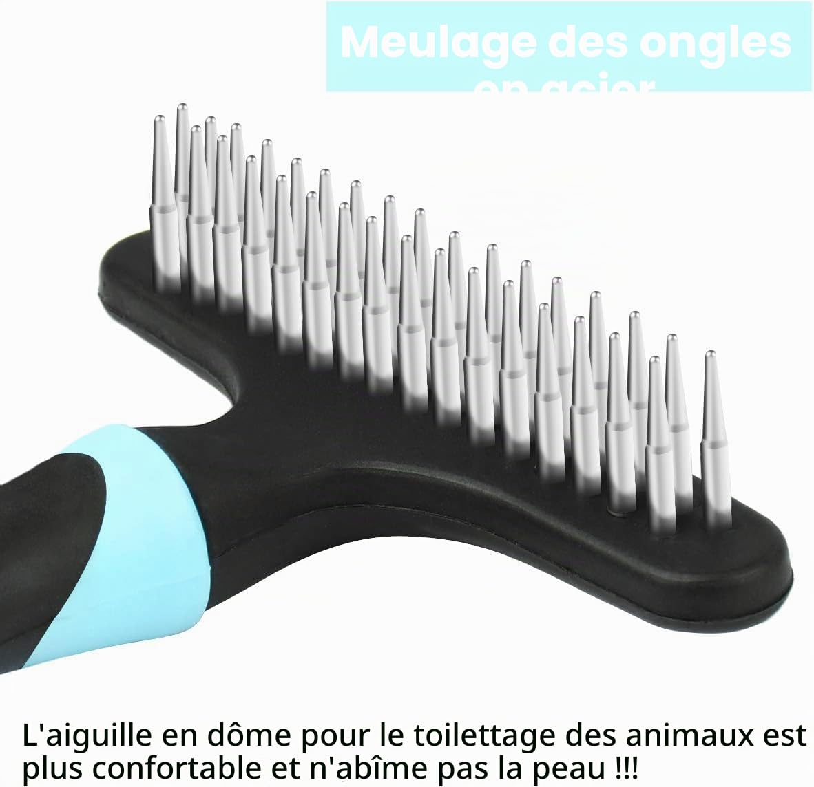Râteau à sous-poils pour chien, brosses pour perte de poils, peigne pour enlever les poils courts ou longs, peigne de toilettage pour animaux de compagnie, double rangée d'épingles en acier