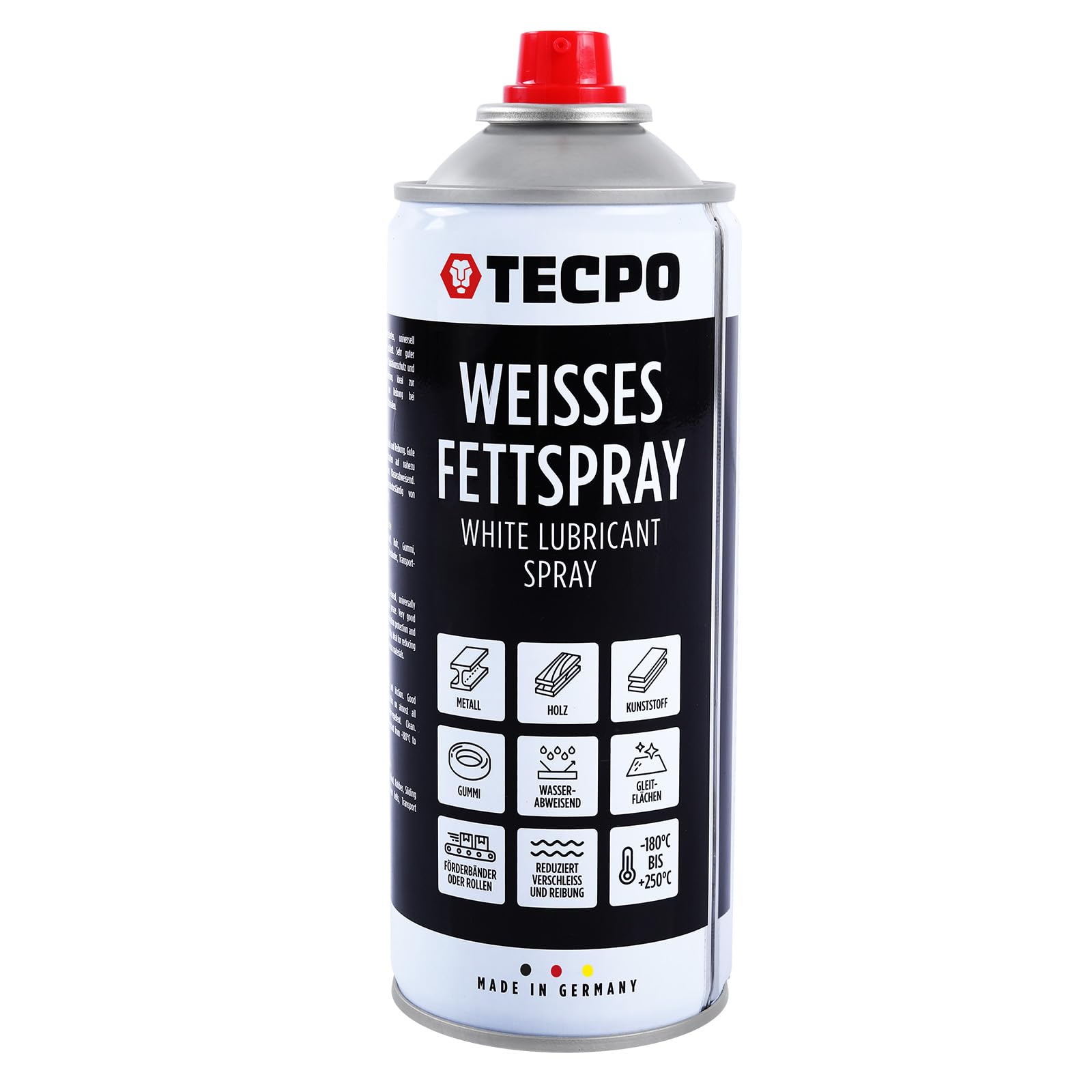TECPO Grasa en aerosol blanco 30 x 400 ml Grasa lubricante White Grease blanco spray de grasa con alto efecto de arrastre alta carga de presión para componentes móviles, protección contra la corrosión