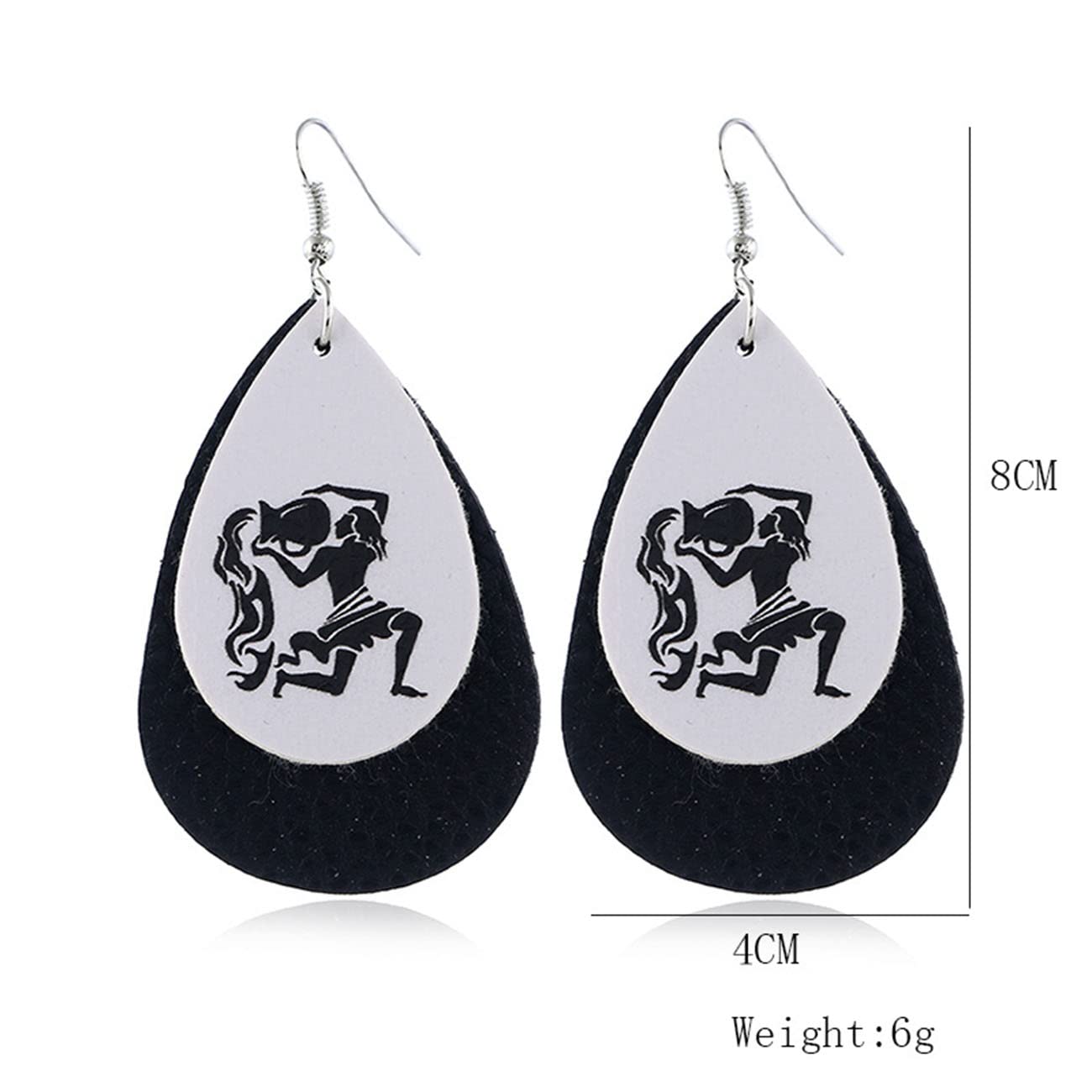 RWRAPS Damen-Ohrstecker-Set, Damen-Ohrstecker, Herren-Ohrstecker, runde Ohrstecker, einfaches Sternzeichen-Muster, Wassertropfen, Leder-Ohrringe, Vielfalt (Stier)