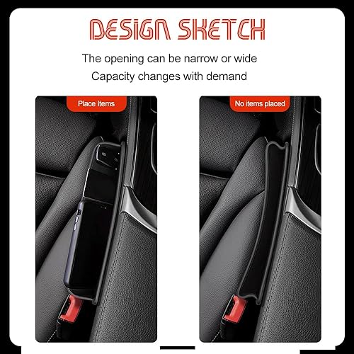 Miniatura 6 de ASUBHA Organizador de relleno de espacio para asiento de automóvil, de piel sintética, organizador de bolsillo para automóvil, accesorios interiores