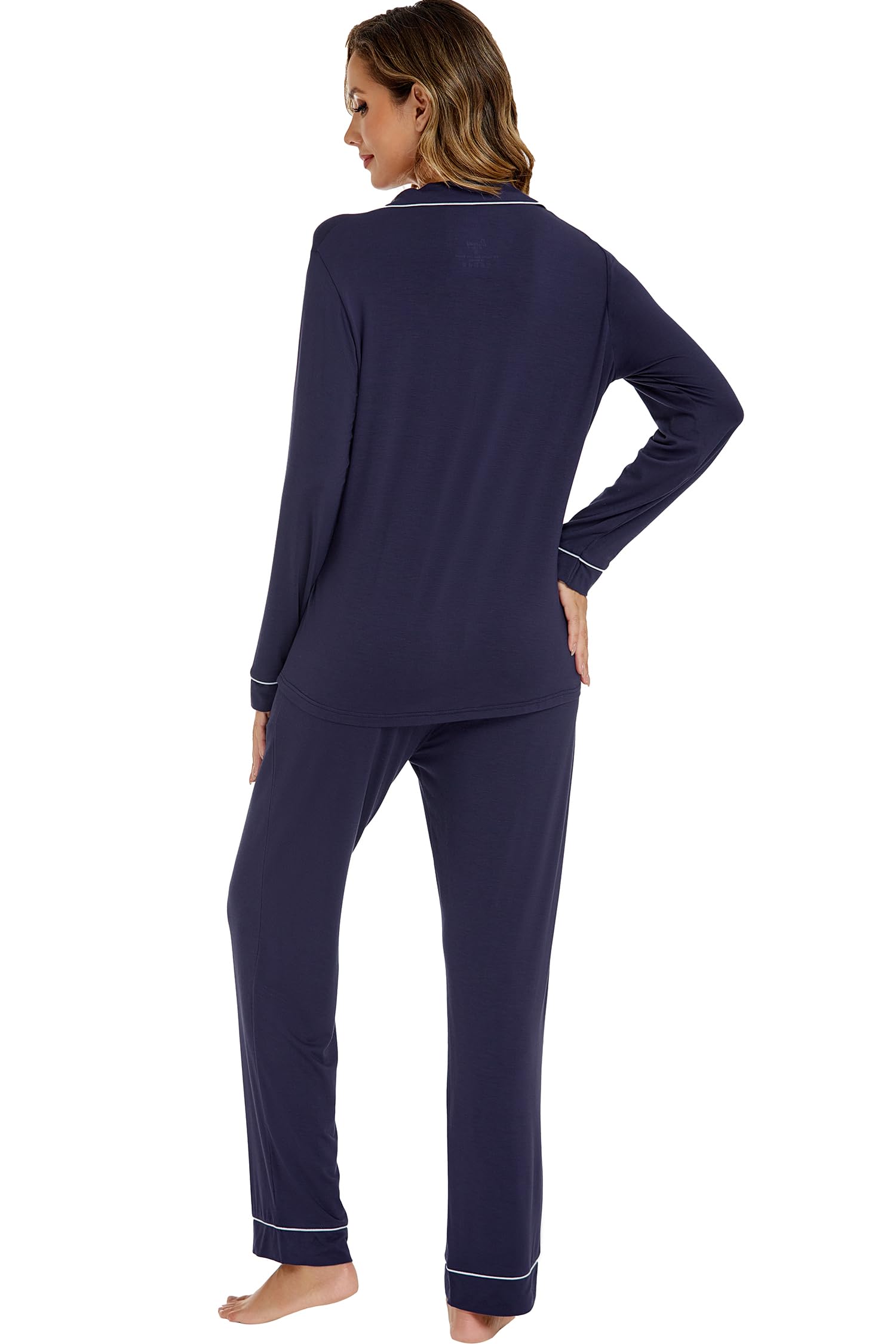 LUBOT Conjunto de Pijama para Mujer, Ropa de Dormir de Dos Piezas, Pantalones Largos y Tops de Modal Suave para Mujer, Tallas S-XXL