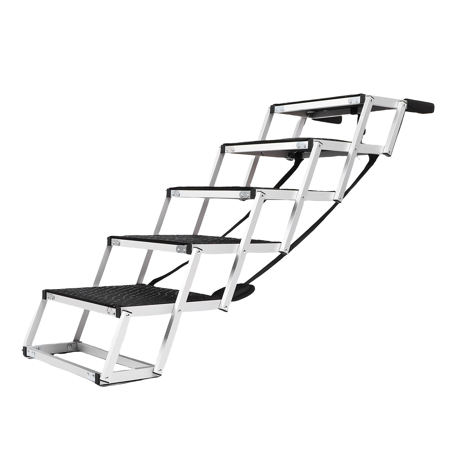 Cryfokt Escalier Pliable Extra Large pour Chiens de Grande Taille, Rampe Antidérapante à 5 Marches avec Construction en Alliage D'aluminium, Supporte 154 LB pour Voiture, SUV, Camion,