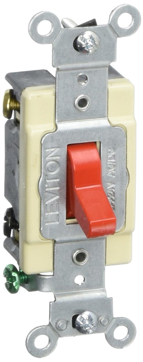 Leviton 1080-R Momentary Contact SPST Toggle Switch, Red