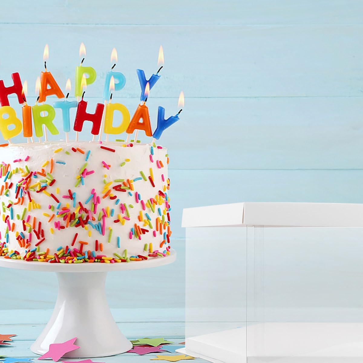 Hexagonal Cake Box 10-inch White Single Layer Baking Packaging Container with Lace Lid for Birthday Party Cake Carrier