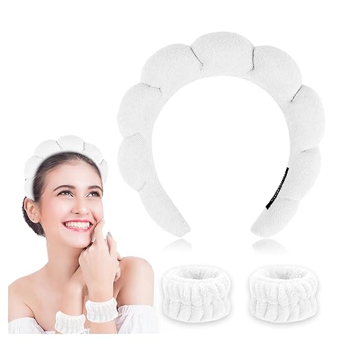 Diadema de maquillaje de spa para lavar la cara, esponja para el cuidado de la piel, diademas de lavado facial para mujeres y niñas, toalla de