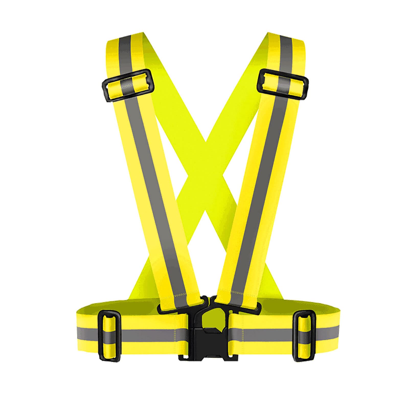 MAHSON High Visibility Protective Safety Reflective Vest Belt Jacket, Night Cycling Reflector Strips Cross Belt Stripes Adjustable Vest Safety Jacket (Yellow)