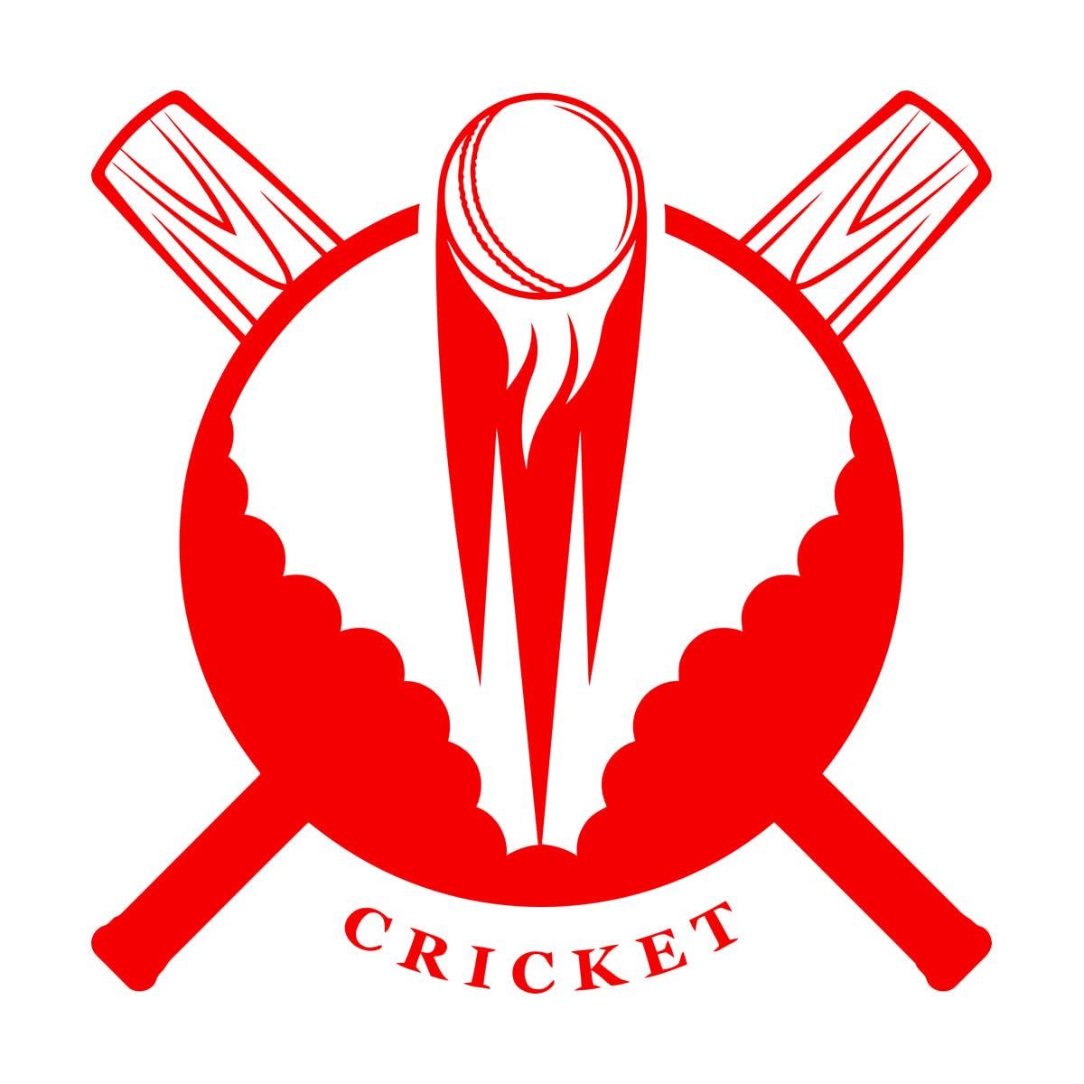 Fine Carving Decals Cricket Bat Ball Cricketer Sport 36x36cm Self Adhesive Small red