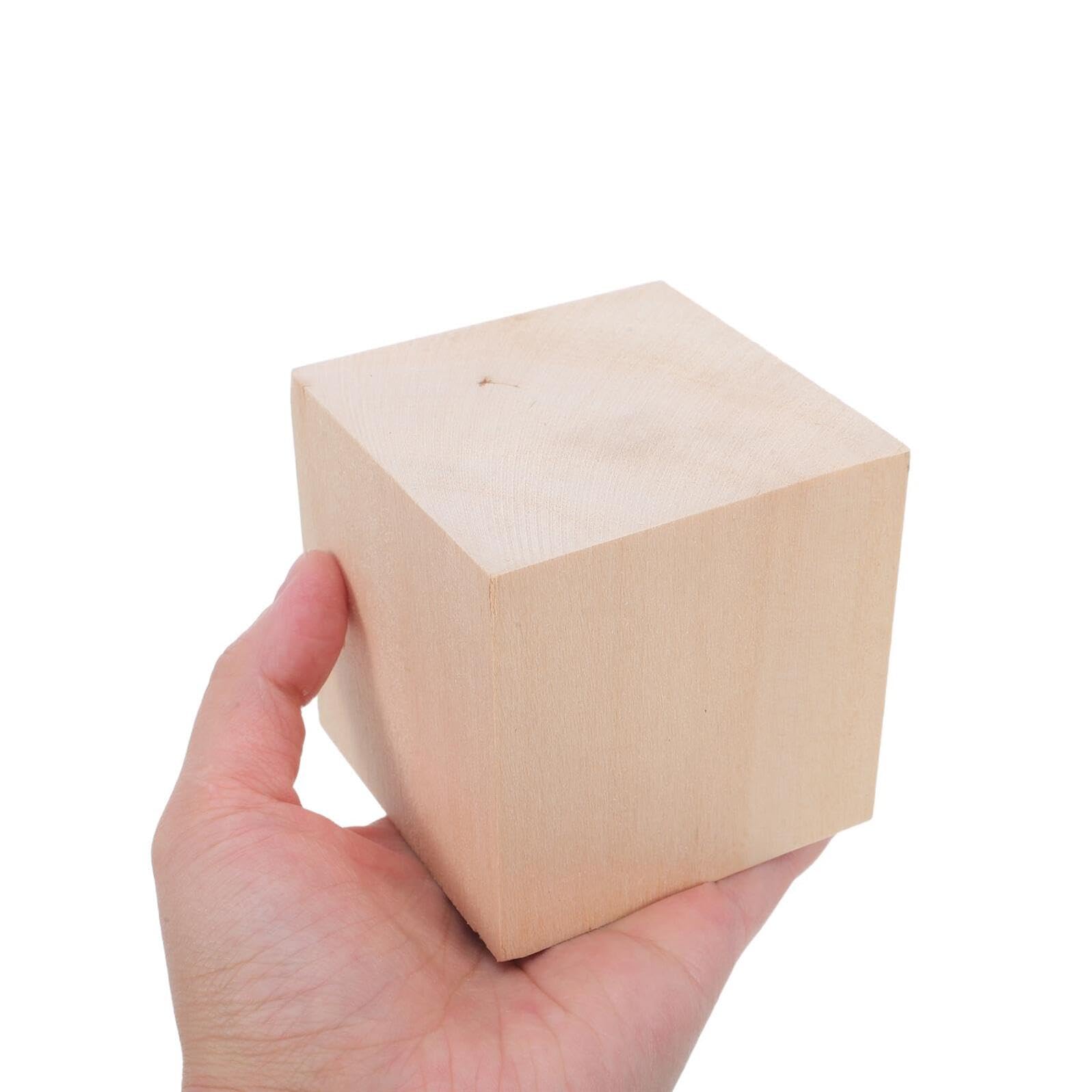 Alipis Bloques de Madera de Tilo sin Terminar 7.5x7.5x7.5 Cm, 2 Piezas para Tallado Artesanal, Cubos Pequeños para Manualidades y Bricolaje en Madera Natural, Ideales para