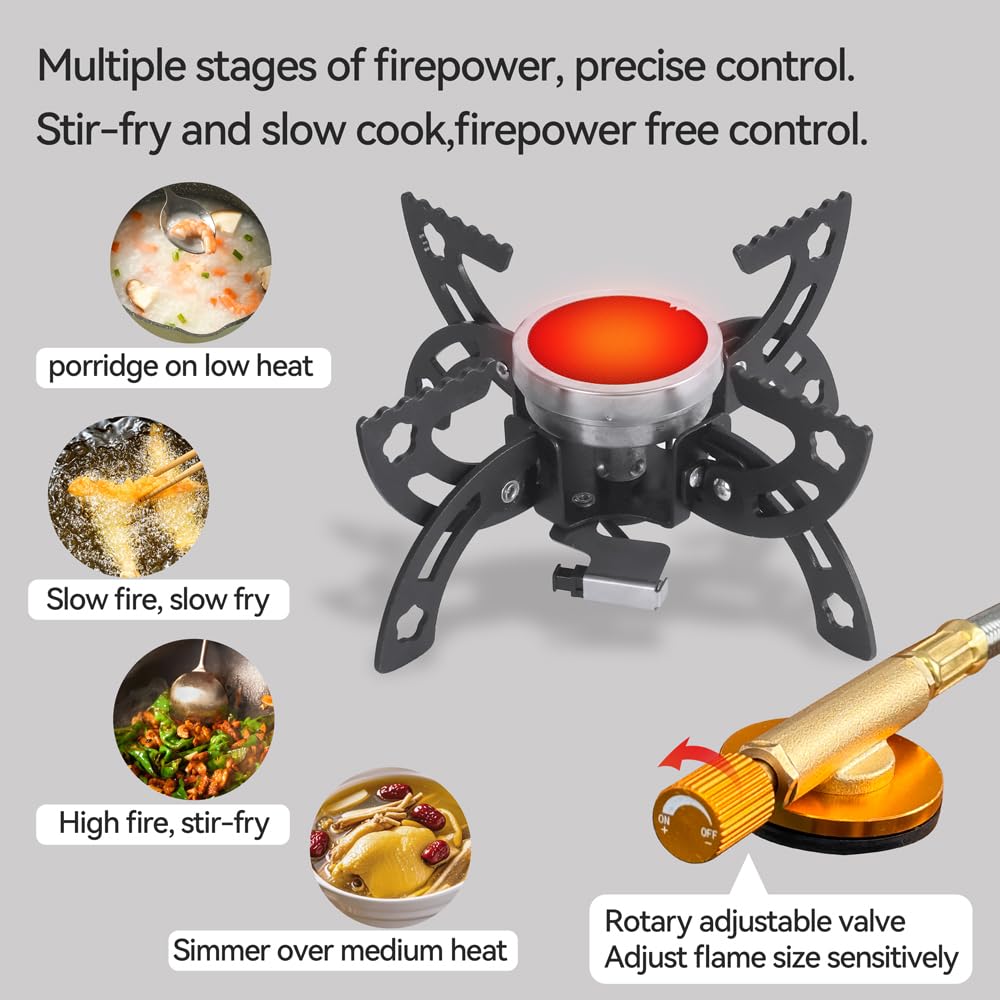 REDSUN FD1 Kuchenka Turystyczna Gazowa Gorska Polowa Składana Palnik Na Podczerwień Odporny Na Wiatr 3kW Piezo Szybkie Gotowanie Camping Piknik Kamper Torba EVA - FD1 + Torba EVA + Adapter + Podstawka