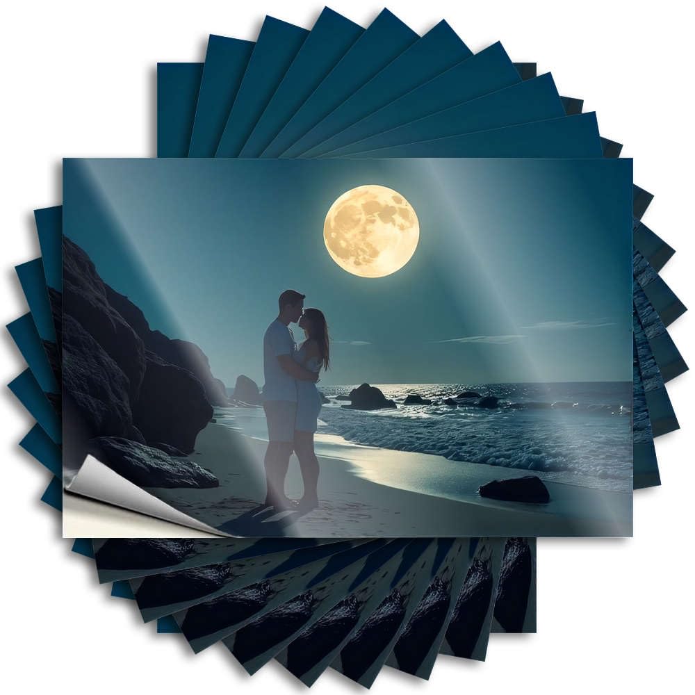 Core Lettering Sticker Door | Lovers Under The Full Moon On The Beach Happy Billiard Sticker Pack(8X12CM)