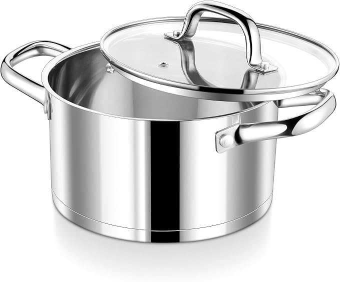 P&P CHEF 5 QT Stainless Steel Stock Pot with Lid,