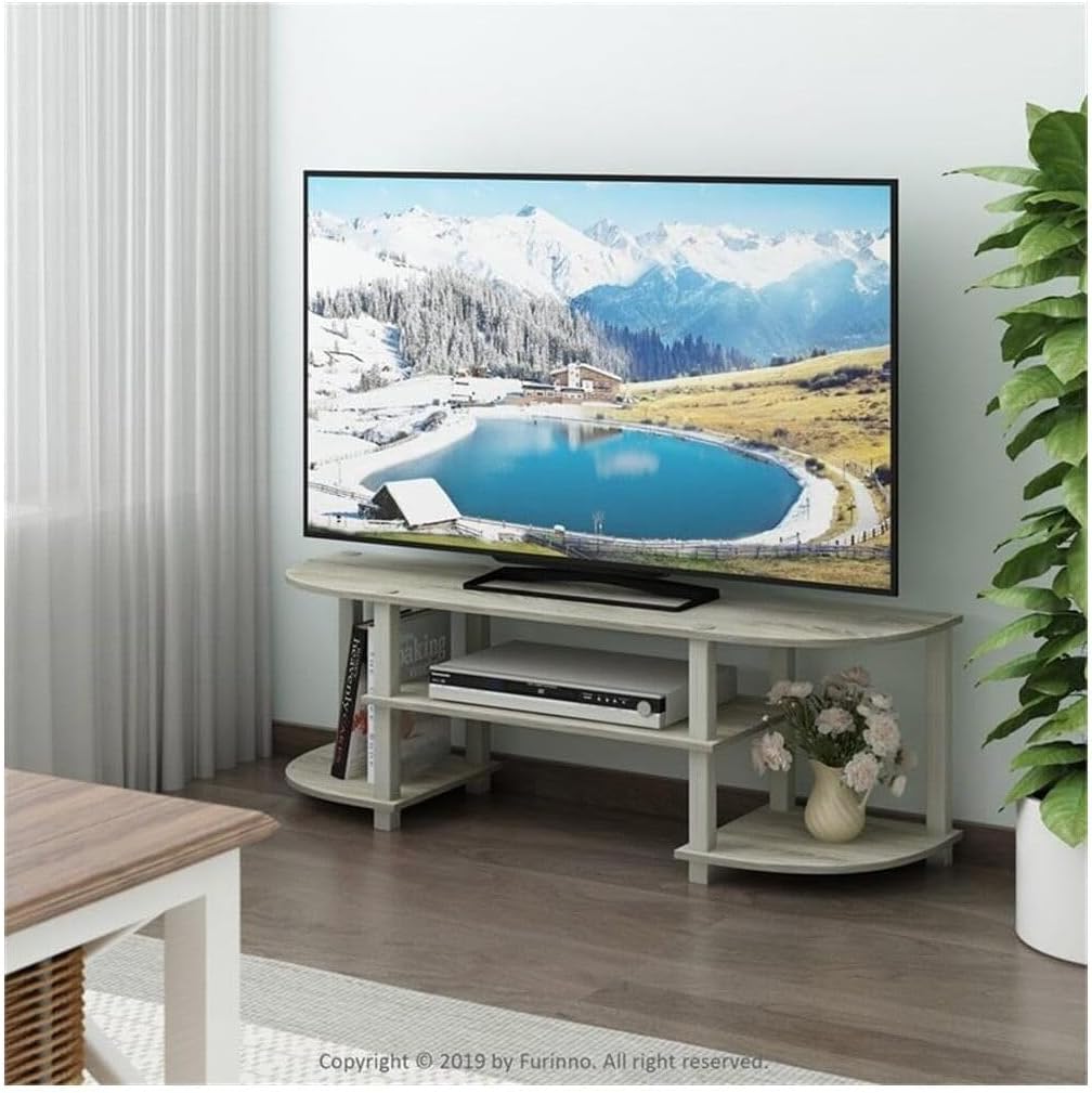 HomeStock Artisanal Abode Wide TV Entertainment Center 13.40 x 47.20 x 15.90 Inches with Stylish Open Shelves and Cabinets Sonoma Oak