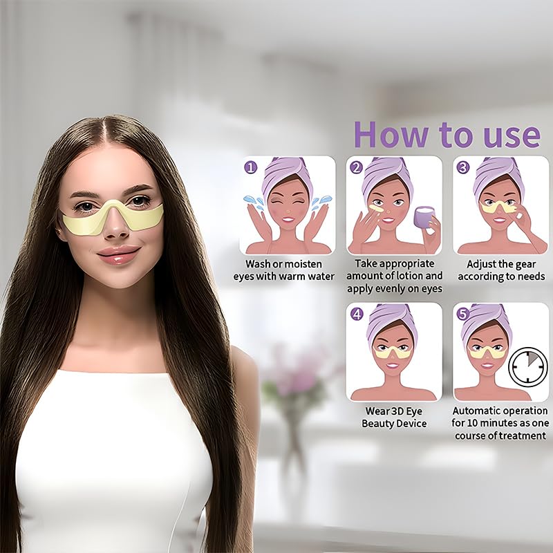 Gafas de Terapia de Luz Roja para Ojos, Masajeador Ocular con 3 Niveles de Microcorriente EMS, Para Disminuir las Líneas de Expresión y Ojeras, Aliviar la Fatiga Ocular