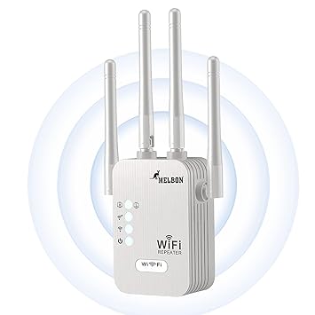 Melbon WiFi Range Extender Router to Enhance Coverage & Signal Strength, Wireless Signal Booster & Repeater with Compact Wall Plug Design & LAN Port