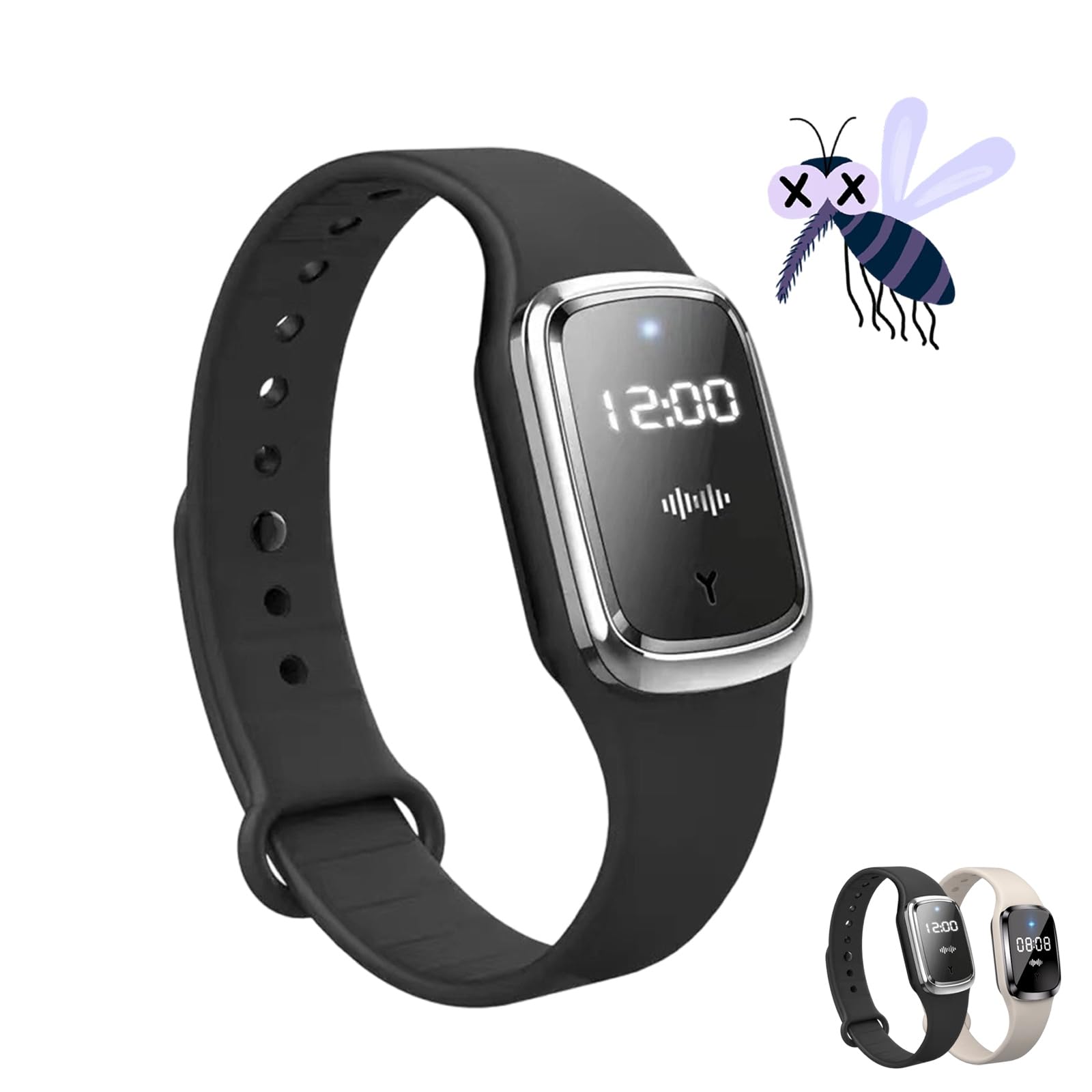 Moskito Pro Bracelet Anti Moustique, Bracelet Anti Moustique Rechargeable, Répulsifs à Moustiques Ultrasonique étanche, Anti Moustiques Enfant Et Adulte Pour Camping, Pêche, Voyage (black,B)