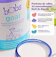 Vista 2 de Bubs Fórmula de leche entera de cabra con hierro, polvo a base de leche de cabra, para bebés de 0 a 12 meses, hecha con leche de cabra sin OMG, 20