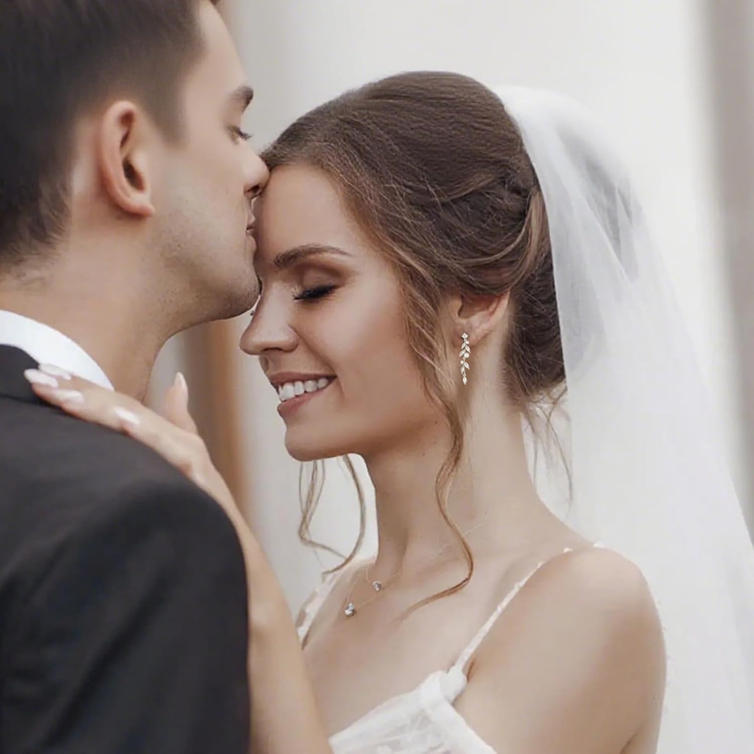 Cubic Zirconia Wedding Bridal Earrings for Brides Bridesmaids Crystal Pearl Drop Dangle Earrings for Women Dangling,Prom Formal Party Wedding Guest Jewelry - Image 3