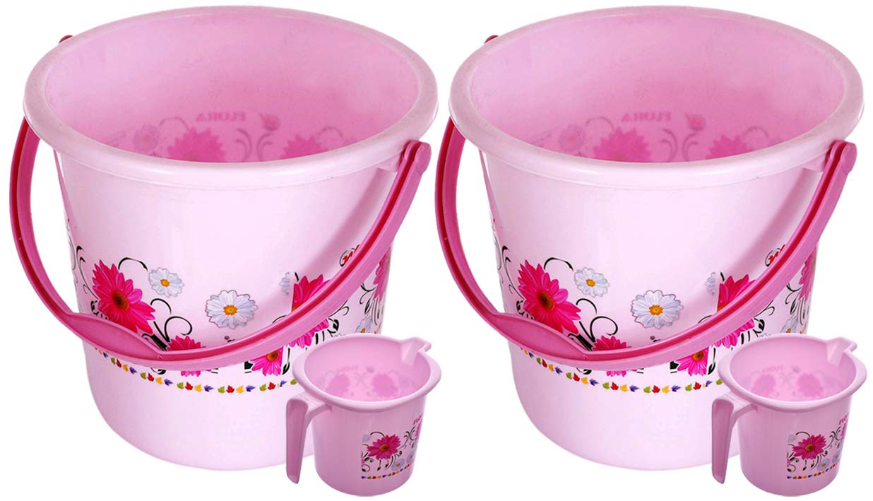 Kuber Industries 4 Pieces Unbreakable Virgin Plastic Bathroom Bucket