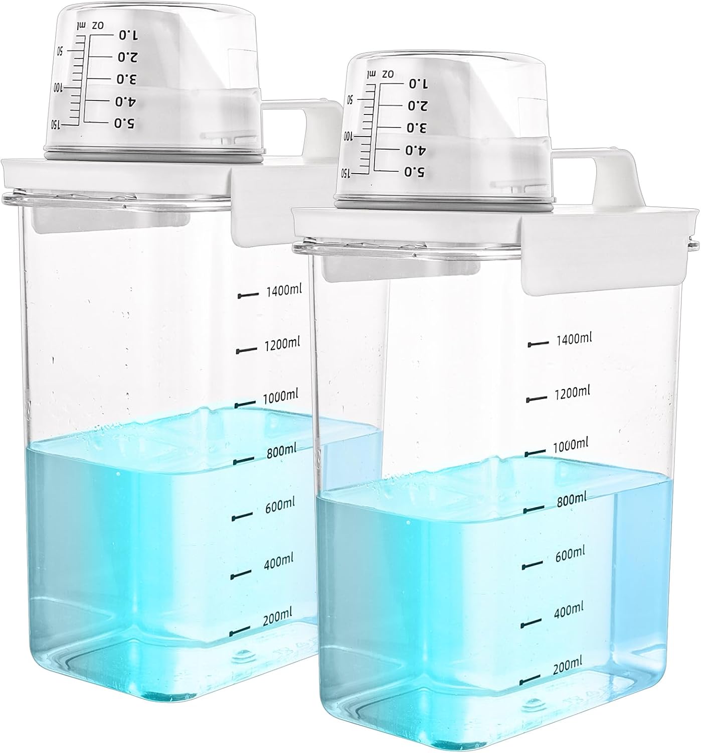 2 Pack Washing Powder Storage, 1800ml Laundry Detergent Dispenser with Measuring Cup, Laundry Room Organization Detergent for Laundry Powder, Rice, Pet Dry Foodder