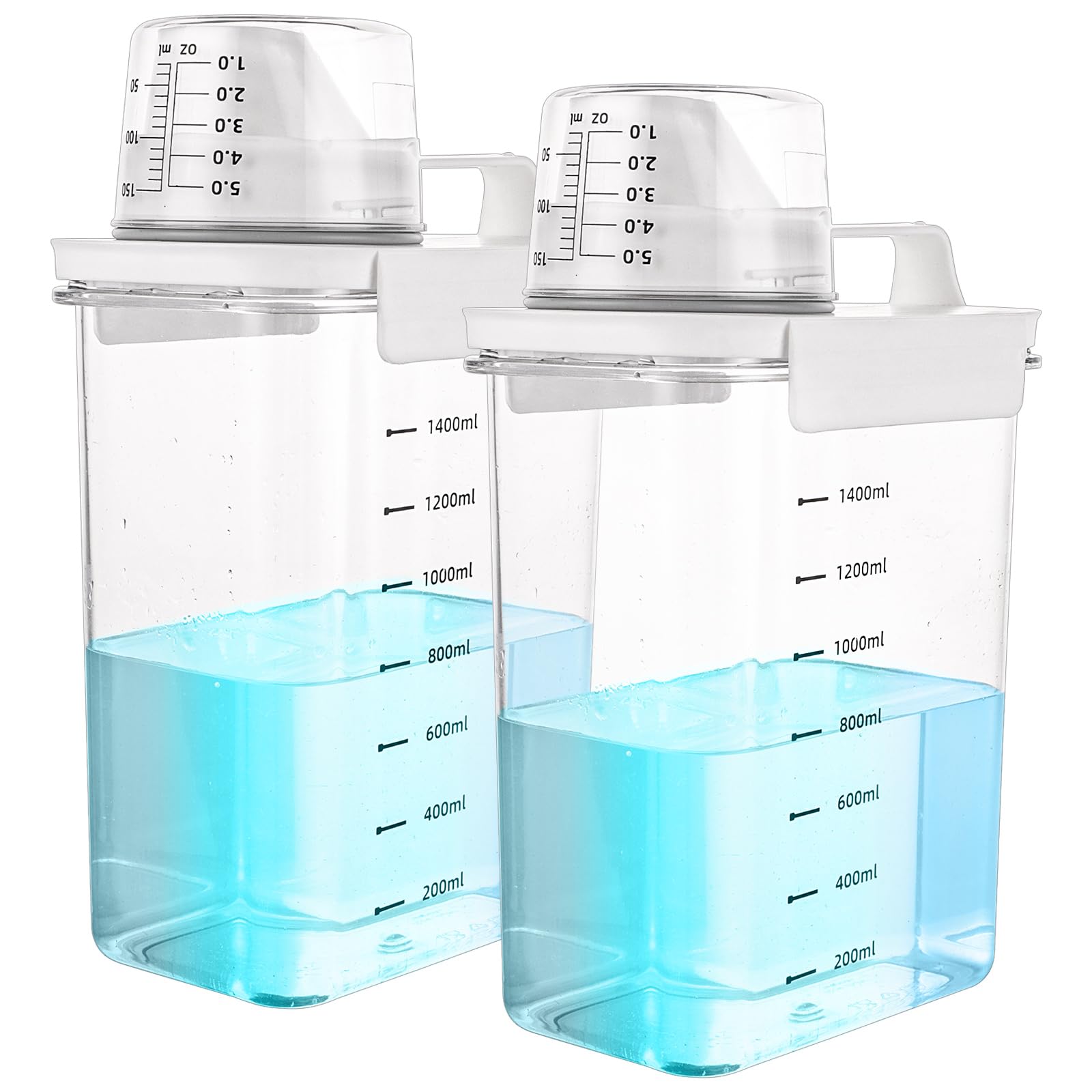 2 Pack Washing Powder Storage, 1800ml Laundry Detergent Dispenser with Measuring Cup, Laundry Room Organization Detergent for Laundry Powder, Rice, Pet Dry Foodder