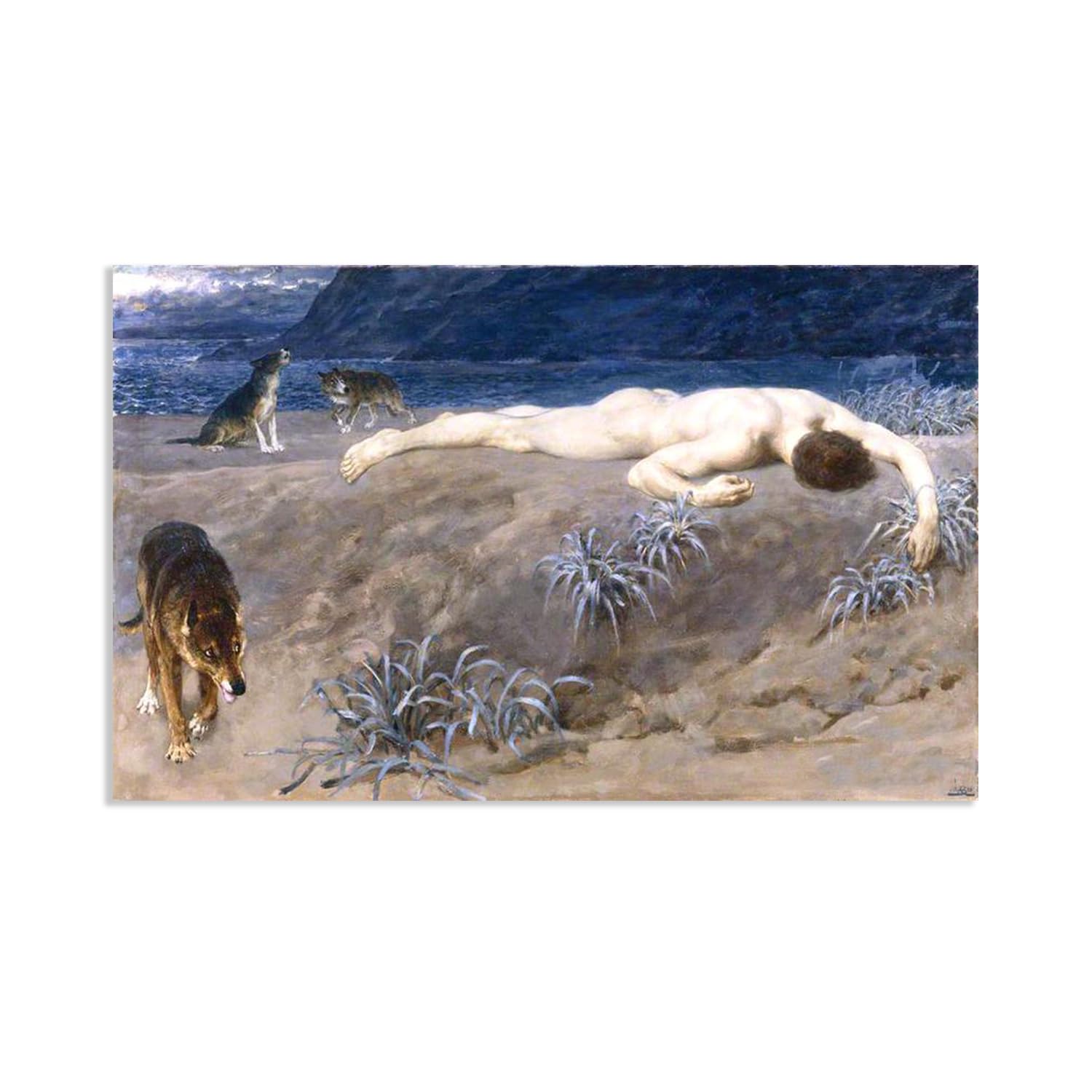 Hau3sh3a Framed Briton Riviere Wall Art Famous Painting Reproductions Dead Hector Poster Picture Lounge Study Man Cave Wall Decor For Living Room Bedroom Home Decor 70X110cm(28X43in) Poster