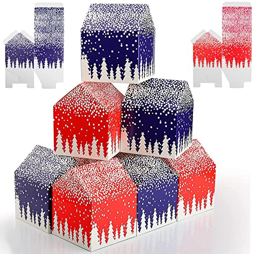 Sacs de Cadeaux Noel, 8Pcs Boite Cadeau Carton Vide Noel, Pochette Cadeau Papier, Emballage Cadeau Noel, Petite Sachet Cadeau Reutilisable pour Chocolats, Biscuits, Bonbon Emballage(9.5 x 9.5 x 12 cm) Cover