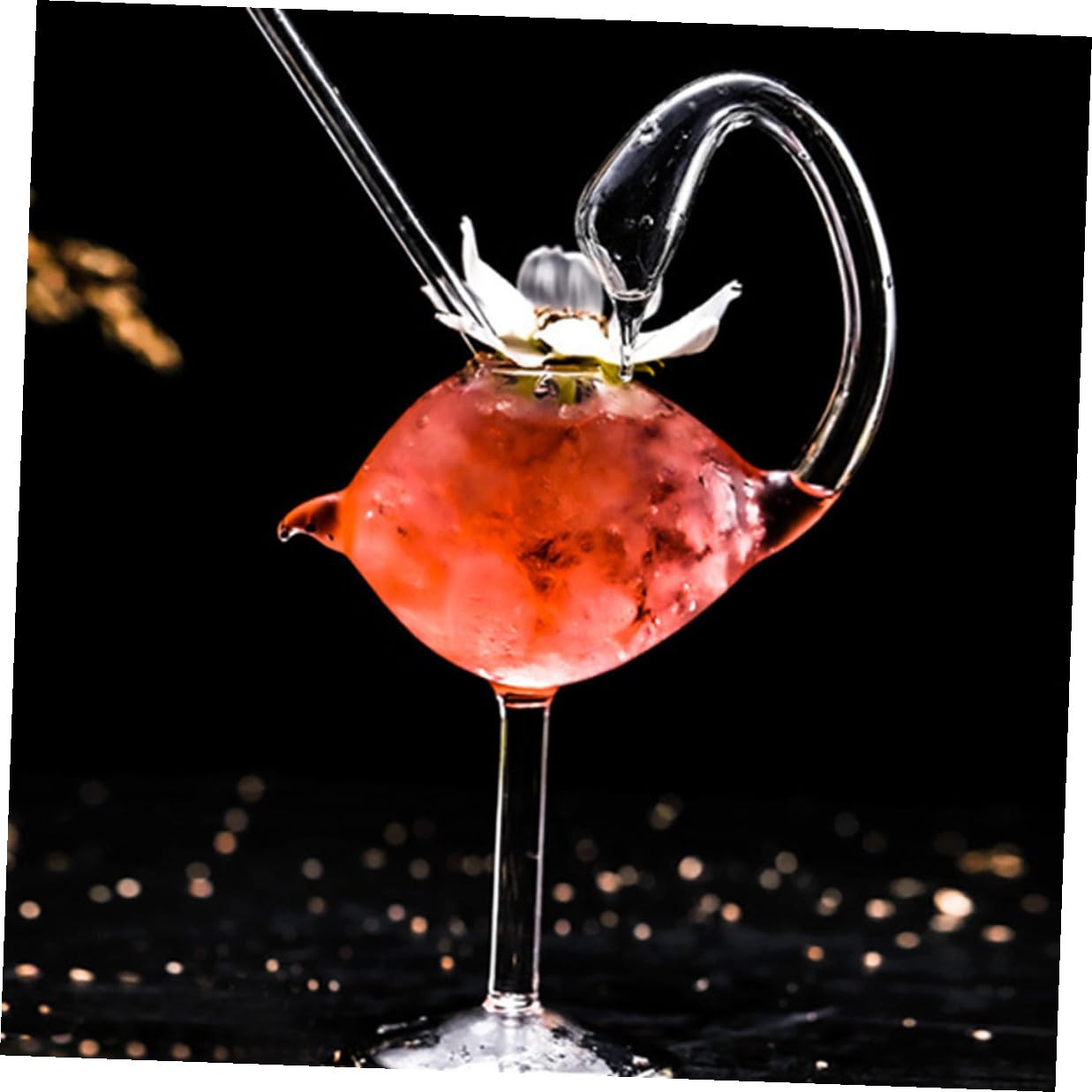 NUOBESTY 2 Copas de Cóctel de Vidrio en Forma de Cisne para Uso Diario, Capacidad de 178ml y Diseño Cómodo para Beber