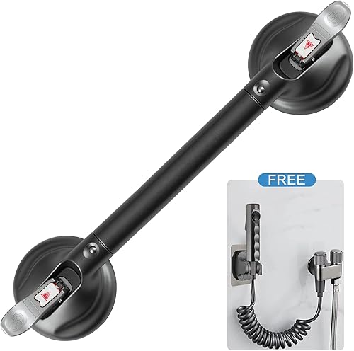 Mango de ducha mejorado de 17 pulgadas para bañera, barra de agarre con ventosa, barra de seguridad de baño para personas mayores discapacitadas y