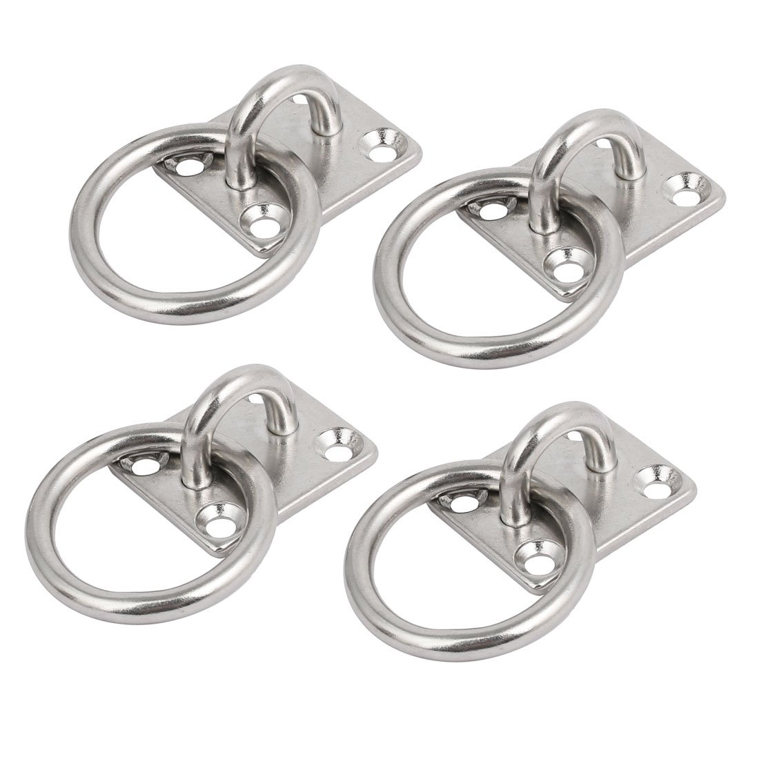 Aexit 4pcs 316 Home hardware Stainless Steel 6mm Thick Square Sail Shade Pad Eye Plate w Ring Model:67as519qo697