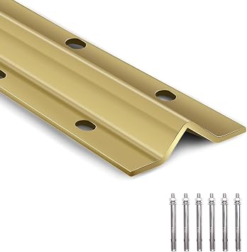 6FT Section V Track for Sliding Driveway Gates Heavy Duty Galvanized Steel Inverted V-Groove Rail with Anchors Rust-Resistant Sliding Gate Hardware for Commercial Farm IndustrialGold, 1P