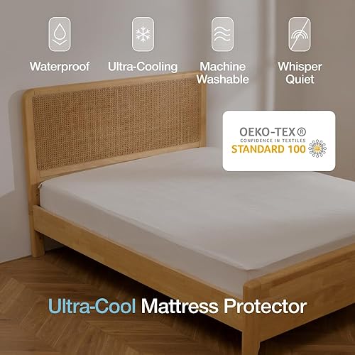 Miniatura 2 de Coop Home Goods Protector de colchón impermeable ultra fresco, tamaño Queen, protector de colchón refrescante, lavable a máquina, funda de cama