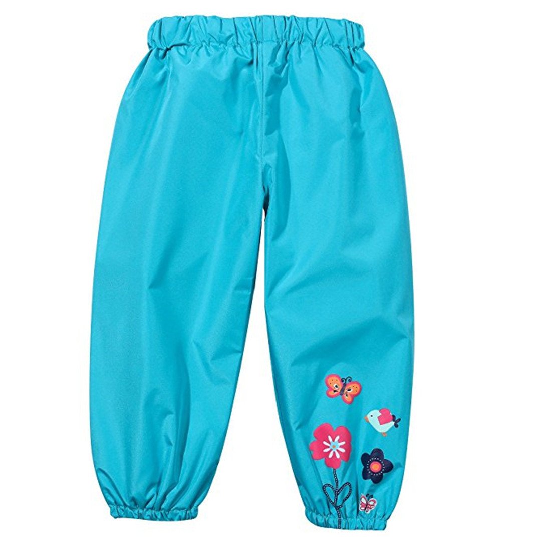 Fairyrain Girls Blue Little Kids Waterproof Lightweight Floral Windbreaker Outwear Raincoat Hoodies 4T