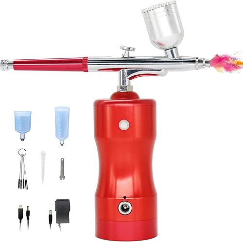 SENDUO Kit de aerógrafo, compresor de aerógrafo inalámbrico recargable, pistola de aerógrafo portátil de mano, mini compresor de aire para