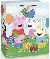 Vista 1 de Unique Peppa Pig Large Plastic Gift Bag - (1 Count) Durable & Reusable, Perfect for Parties & Celebrations