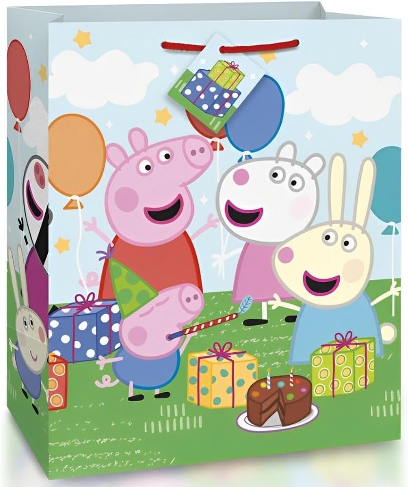 Peppa Pig Large Plastic Gift Bag - (1 Count) | Durable & Reusable, Perfect for Parties & Celebrations