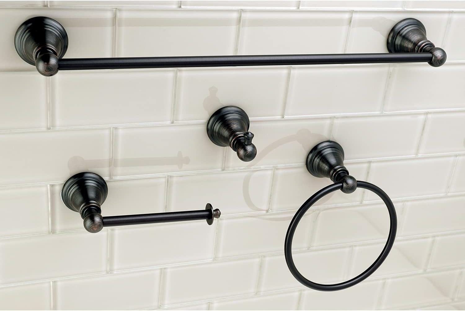 Kingston Brass BAHK192478ORB American Classic Towel Bar/Towel Ring/Toilet Paper Holder/Robe Hook, 18", Oil Rubbed Bronze