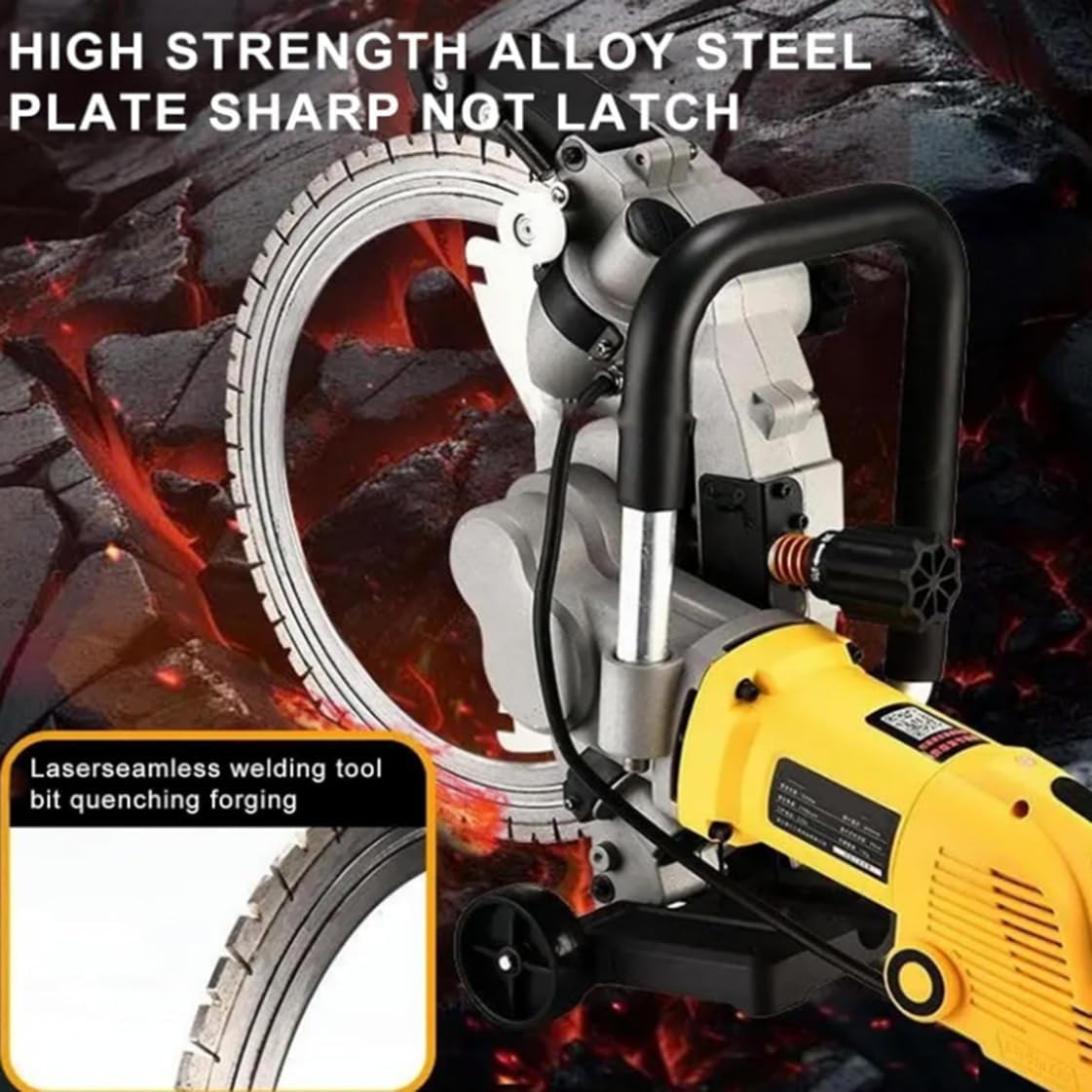 Sierra cortadora eléctrica de hormigón, sierra de anillo de alta frecuencia para corte de pared, potencia de 5000 W, corte sin polvo para hormigón, piedra y ladrillo