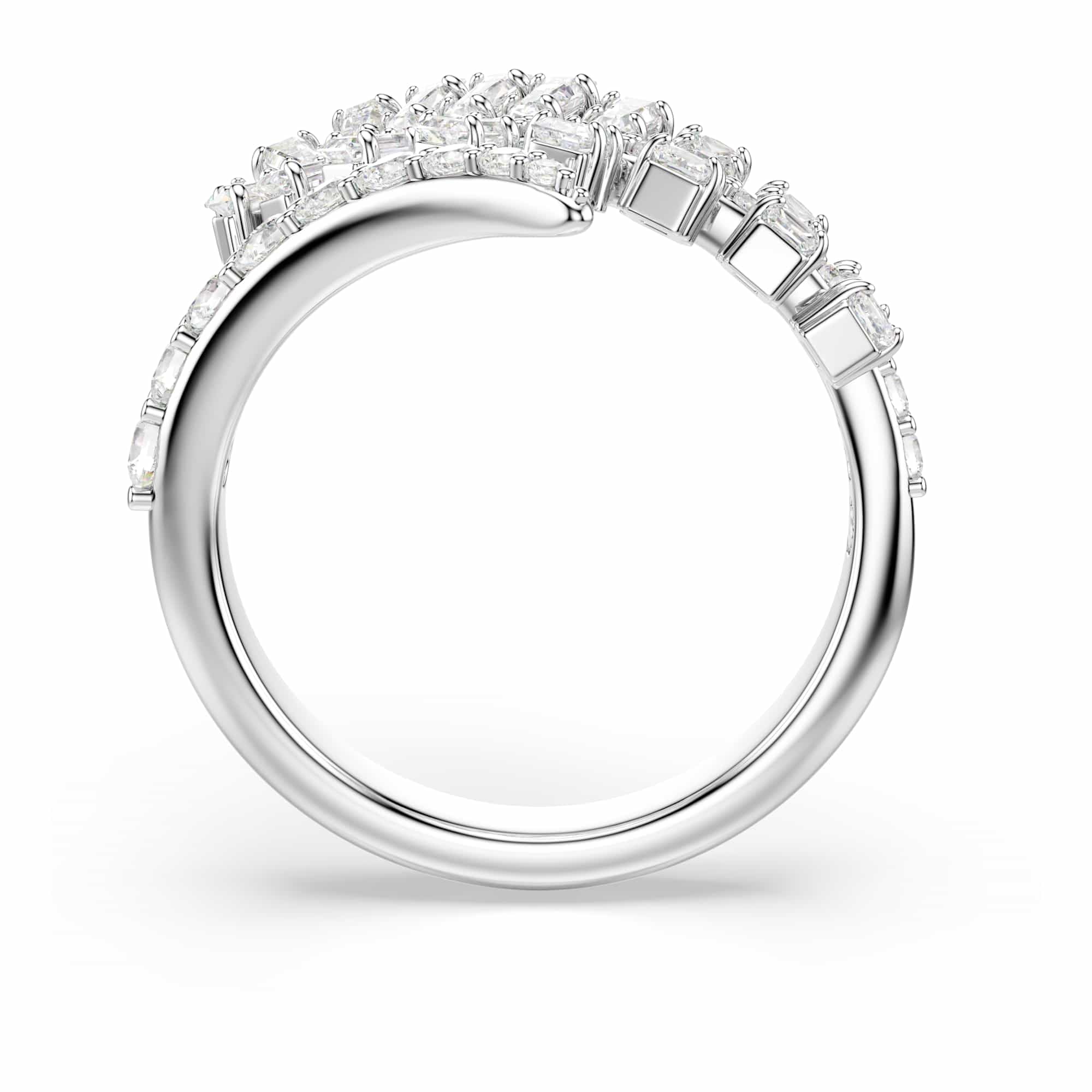 Swarovski Vienna Kollektion Open Ring, Mixed Cuts, Feder, Weiß, Rhodiniert