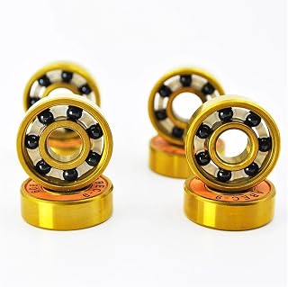 8 rodamientos de bolas de cerámica híbridos 608 2RS, color negro, 8 x 22 x 7 mm, for patines, monopatines y longboard.