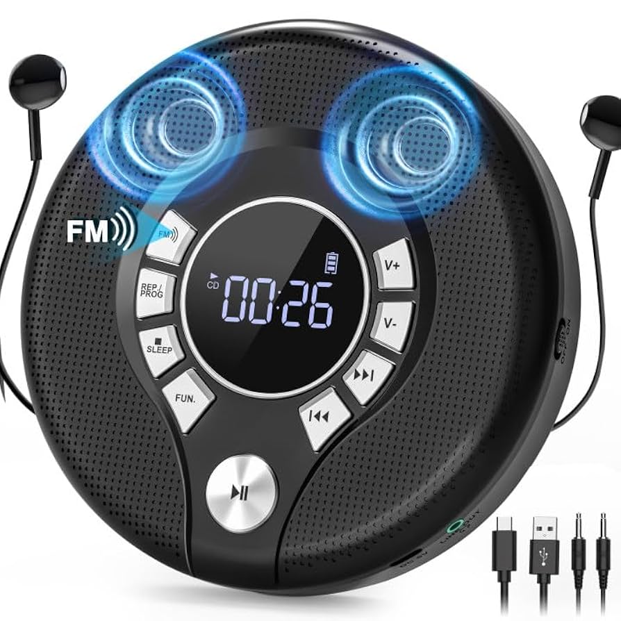 Amazon.com: Portable CD Player with 2000mAh Rechargeable