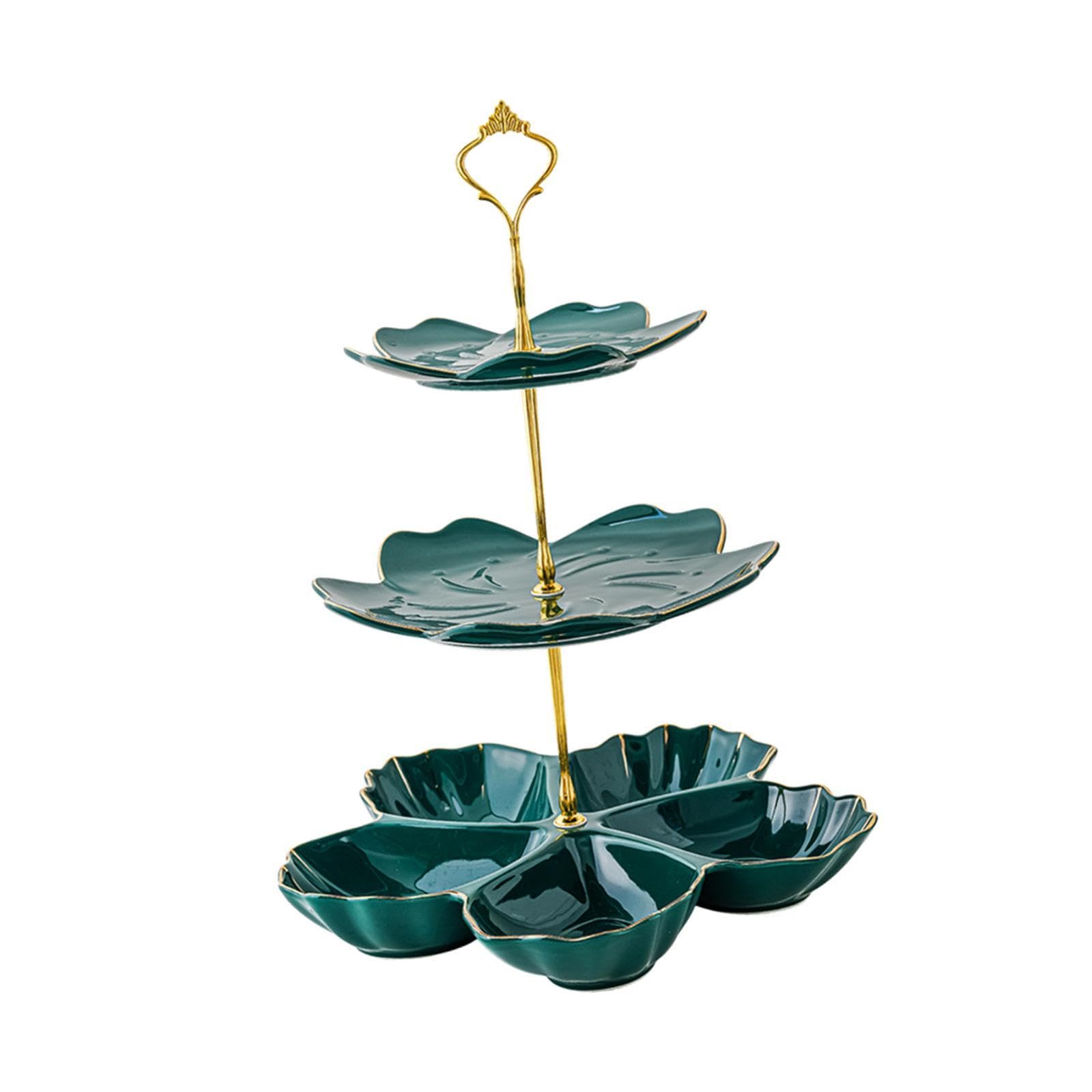 Soporte para Pasteles de Varios Niveles Hecho de, Soporte para Postres, Decoración del Hogar, Bandeja para Servir Postres, 3 Niveles Verde, Individual