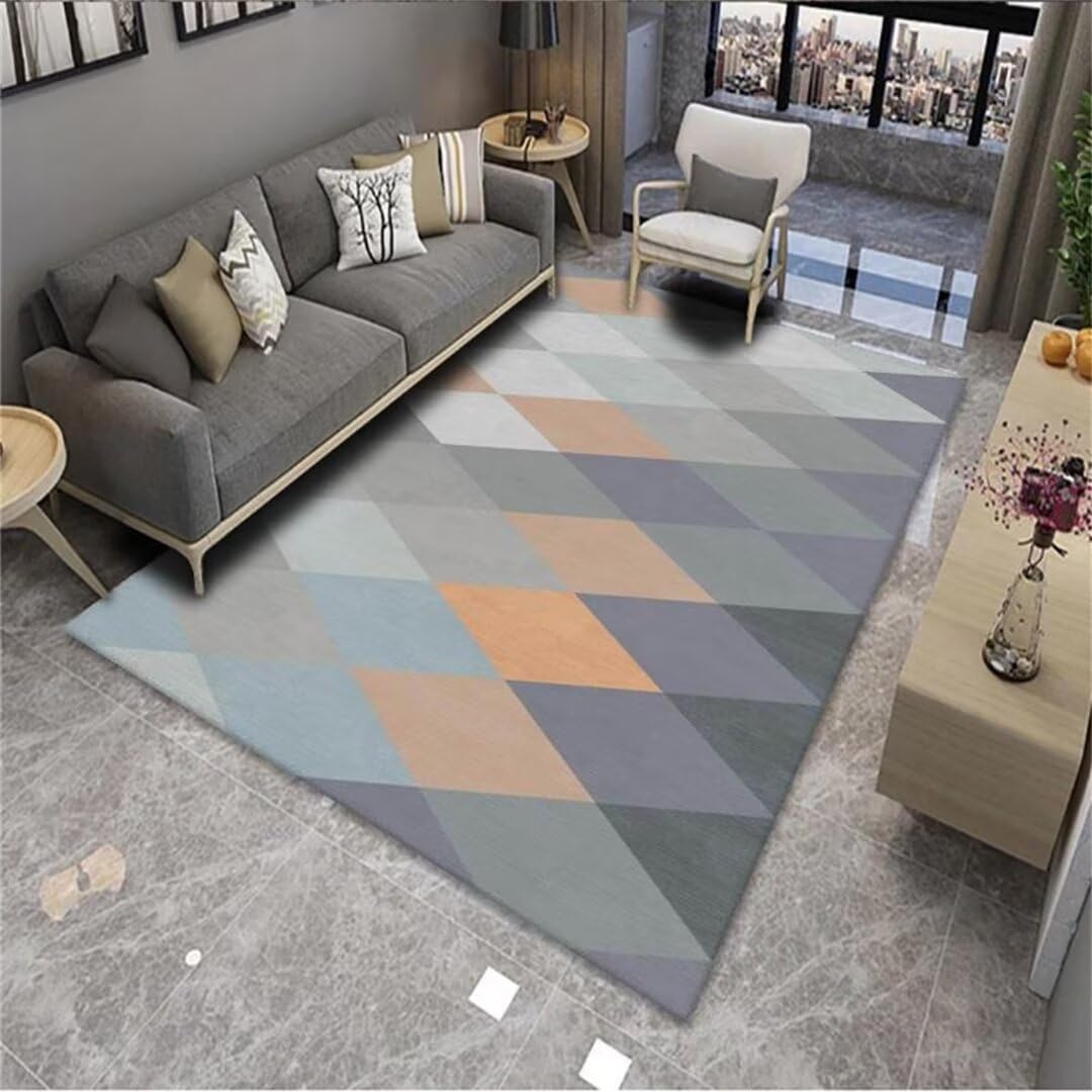 Tapis de cuisine gris 60x100cm antidérapant au design triangulaire moderne