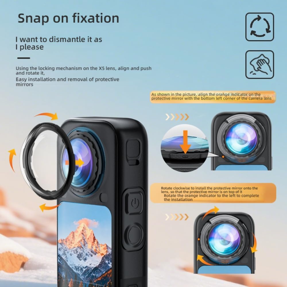 Genérico Lente protectora de cristal óptico para Insta360 X6, cubierta protectora de cristal templado de alta transparencia