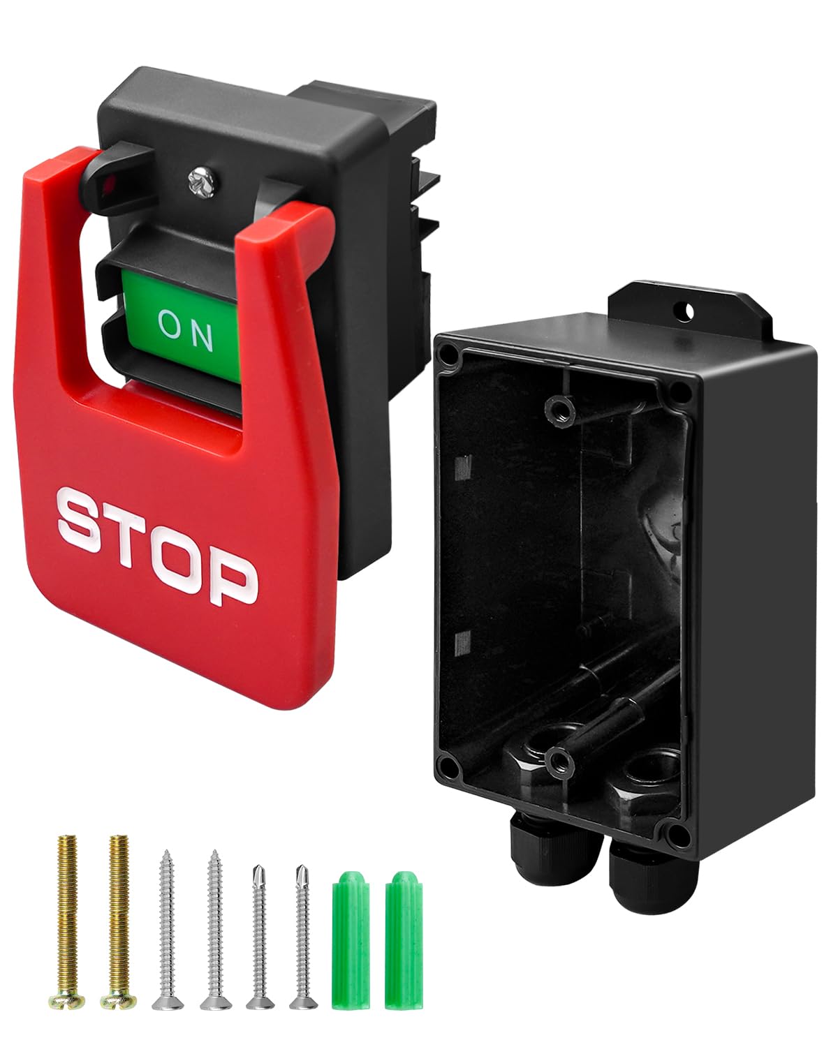 120V/230V Dual Voltage Paddle Switch with Deep Switch Box & Hardware, Knee Paddle for Power Tools Fast Power Off, Fits Table Saw, Router Table, Drill